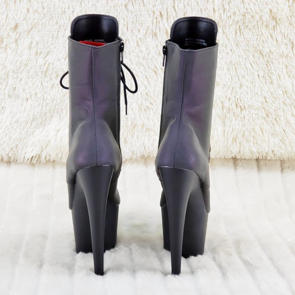 Reflective Platform 7" High Heel Ankle Boots - Picture 6 of 16